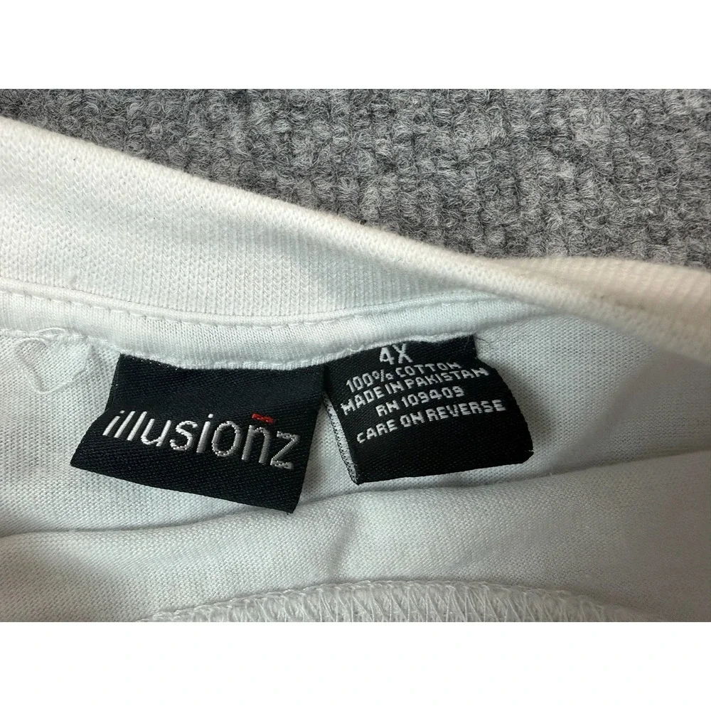 Illusionz White Long Sleeve T Shirt Size 4X Graphic Print Cotton - Picture 3 of 5